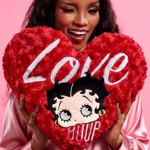 Betty Boop 1pc Shape Decorative Pillow, Heart Embroidery, Soft Plush